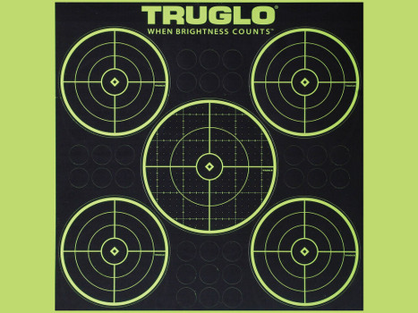 TruGlo TG11A6 Tru-See 5-Bull Target Self-Adhesive Heavy Paper Black/Green 12"x12" 6 Pack