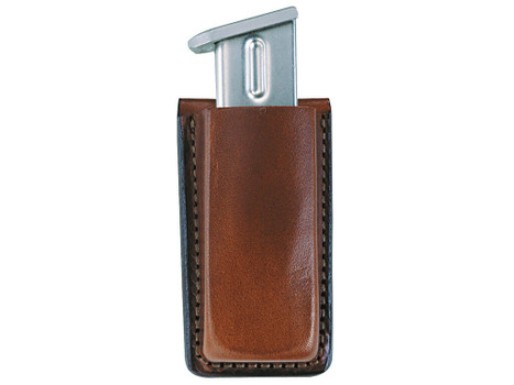 Bianchi 10734 Open Top Mag Pouch Single Tan Leather Belt Clip Compatible w/ 9mm/10mm/40/45 Belts 1.75" Wide