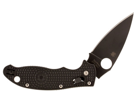 Spyderco C101PBBK2 Manix 2 Lightweight 3.37" Folding Drop Point Plain Black DLC BD1 Steel Blade Black FRCP Handle Includes Pocket Clip
