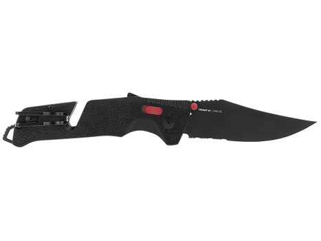 S.O.G SOG11120241 Trident AT 3.70" Folding Clip Point Part Serrated Black TiNi Cryo D2 Steel Blade/Black w/Red Accents GRN Handle Features Line Cutter/Glass Breaker