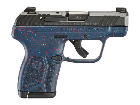 Ruger 13778 LCP Max 250th Anniversary Compact Frame 380 ACP 10+1 2.80" Black Nitride Barrel, Black Nitride Alloy Steel Engraved/Serrated Slide, Liberty Blue w/Red & White Splatter Polymer Frame