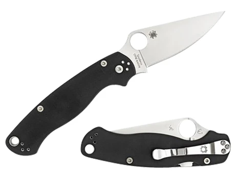Spyderco C81GPLE2 Para Military 2 3.42" Folding Plain Satin CPM S45VN SS Blade Black Textured G10 Handle Left Hand Includes Pocket Clip