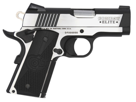 Colt Mfg O7080CE Combat Elite Commander Compact Frame .45 ACP 8+1, 3" Stainless Steel Barrel, Two-Tone Serrated Stainless Steel Slide & Frame w/Beavertail, Black Scalloped G10 Grip, Ambidextrous
