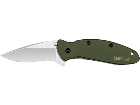 Kershaw 1620OL Scallion 2.40" Folding Drop Point Plain Bead Blasted 420HC SS Blade Olive Drab Anodized Aluminum Handle Includes Pocket Clip
