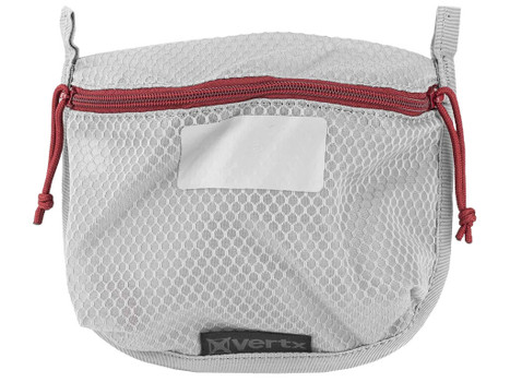 Vertx VTX5200AGYNA Overflow Pouch Medium Size made of White Nylon with Mesh & Red Accents, YKK Zipper & Durable Hook Back Panel 5" W x 7.25" H Dimensions