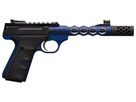 Browning 051562490 Buck Mark Plus 22 LR 10+1 5.90" Vision, Threaded w/Sawtooth Cuts Barrel, Matte Black Optic Ready/Serrated Steel Slide, Blue Anodized Aluminum Black Ultragrip FX Grips