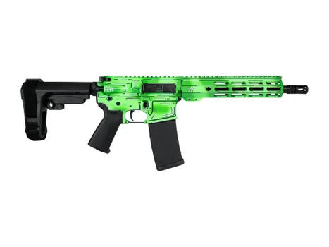 Shark Coast Tactical SCC06247AGRN-P Anime-15 Green 5.56 NATO 30+1 10.50" Black Nitride Threaded Barrel, Green Cerakote Aluminum Receiver w/Picatinny Rail, M-LOK Handguard, Black Polymer SB Tactical SB