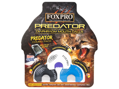 Foxpro COYCOMBO Predator Combo Diaphragm Call Double/Triple Reed Cottontail Sounds Attracts Predators Black/Blue/White 3 Piece