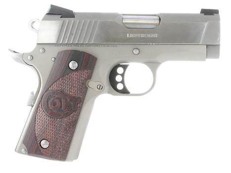 Colt Mfg O7000XE Defender Compact 45 ACP 7+1 3" Steel Barrel, Stainless Serrated Slide, Matte Stainless Aluminum Frame w/Beavertail, Black Cherry Tactical G10 Grips, Ambidextrous