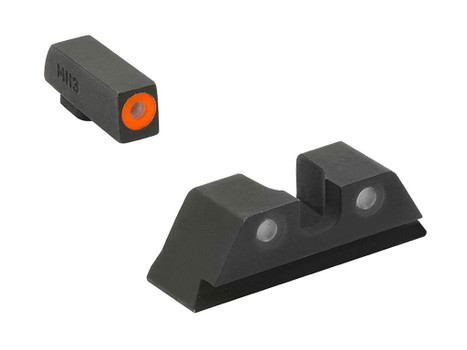 Meprolight USA 402243131 Hyper-Bright Sight Set Green Tritium Orange Outline Front Sight-Green Tritium Black Outline Rear Sight Glock 17/17L/19/22
