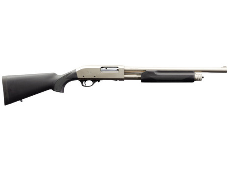 Charles Daly 930228 301 Tactical 12 Gauge Pump 3" 5+1 18.50" Nickel Vent Rib Barrel, Nickel Aluminum Receiver, Black Fixed Synthetic w/Pistol Grip Stock