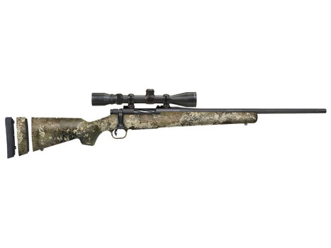Mossberg 28066 Patriot Super Bantam 7mm-08 Rem Caliber with 5+1 Capacity, 20" Fluted Barrel, Blued Metal Finish & TrueTimber Strata Synthetic Stock Right Hand (Youth) Includes 3-9x40mm Scope