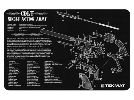 TekMat TEKR17SAA Cleaning Mat Black/White Rubber 11"x17" Colt Revolver Army Parts Diagram