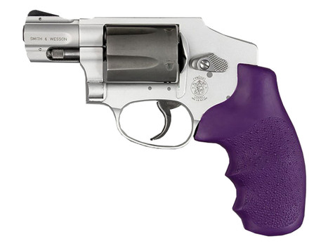 Hogue 60006 OverMolded Monogrip Cobblestone Purple Rubber with Finger Grooves for S&W J Frame with Round Butt