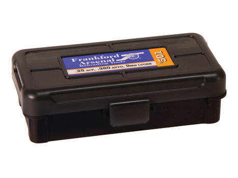 Frankford Arsenal 1083783 Hinge-Top Ammo Box 9mm/25/380ACP Black Polymer 50rd