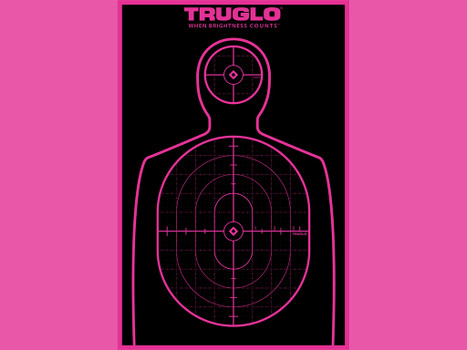TruGlo TG13P6 Tru-See Handgun Target Self-Adhesive Heavy Paper Black/Pink 12"x18" Silhouette 6 Pack