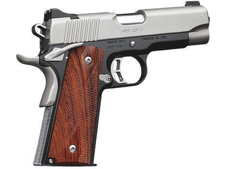 Kimber Mfg.,inc 3200055CA Pro CDP II (CA) 45 ACP 7+1 4" Satin Silver Stainless Steel Slide Matte Black KimPro II Rosewood Double Diamond Grip
