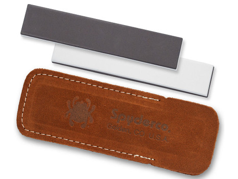 Spyderco 303MF Double Stuff Sharpening Stone Ceramic Stone Sharpener Medium/Fine Black/White