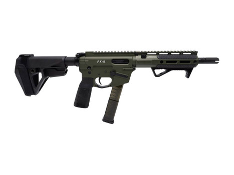 Freedom Ordance FX9P8E-ODG FX9P Elite 9mm Luger 8" Black Nitride Threaded Barrel, OD Green Anodized Aluminum Receiver w/Picatinny Rail, M-LOK Handguard, Black Polymer SB Tactical SBA5 Brace, Black Pol
