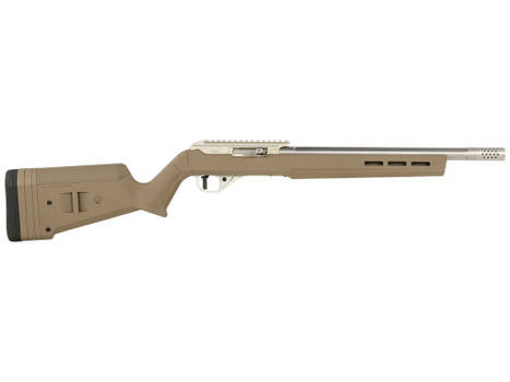 True Precision Inc TP1022FDE3SS TP/22 22 LR 16" Match Grade Barrel, Clear Coat Silver Anodized Aluminum Receiver w/Picatinny Rail, M-LOK Forend, Flat Dark Earth Magpul Hunter X-22 Polymer Stock