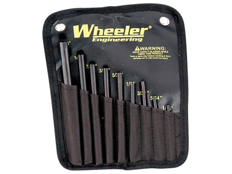 Wheeler 710910 Roll Pin Punch Set Starter Set Black/Yellow Steel Knurled Handle 9 Pieces