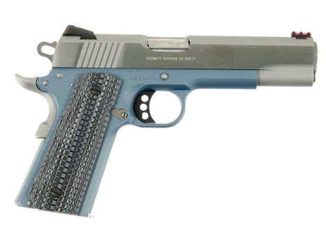 Colt Mfg O1072CCSBT 1911 Competition 9mm Luger Caliber with 5" National Match Barrel, 9+1 Capacity, Blue Titanium Finish Frame, Serrated Stainless Steel Slide, Gray G10 Grip & 70 Series Firing System