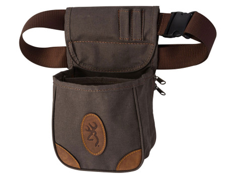 Browning 121388692 Lona Shell Pouch Flint Canvas/Leather Belt Mount Adjustable