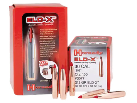 Hornady 3074 ELD-X 30 Cal .308 178 gr Extremely Low Drag eXpanding 100 Per Box/ 15 Case