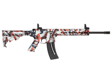 Smith & Wesson 14714 M&P15-22 Sport Flag 22 LR 25+1 16.50" Black Threaded Barrel, US Flag Cerakote Polymer Receiver w/Picatinny Rail, M-LOK Handguard, US Flag 6 Position CAR Polymer & AR Polymer Grip