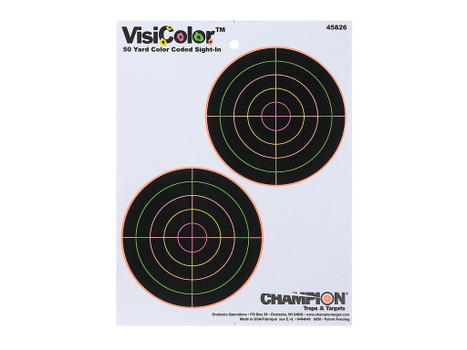 Champion Targets 45826 VisiColor 5" Double Bullseye Paper Self-Adhesive 8.50" x 11" Multi-Color 10 Pack