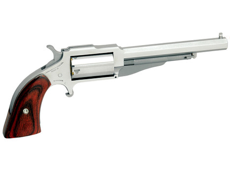 North American Arms 18604 1860 The Earl *CA Compliant 22 WMR 5 Shot 4" Stainless Steel Barrel, Frame & Cylinder, Rosewood Boot Grip, Exposed Hammer