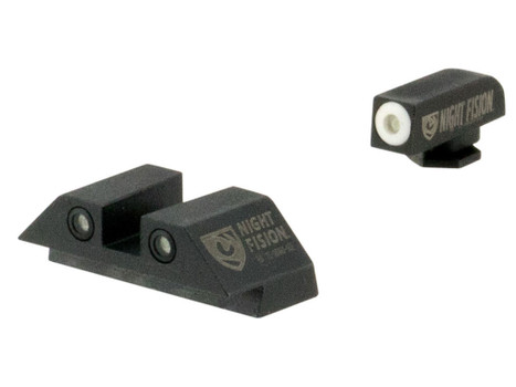 Night Fision GLK001003WGW Tritium Night Sights For Glock Green Tritium White Outline Front Sight- Green Tritium White Outline Rear Sight Glock 17/17L/19/22