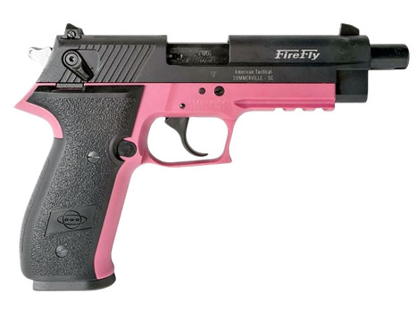 GSG GERG2213TFFPA FireFly 22 LR 13+1 4.90" Black Threaded Barrel, Aluminum Serrated Slide, Pink Aluminum Frame w/Picatinny Rail, Textured Grip