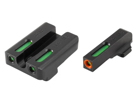 TruGlo TG13SG2PC TFX Pro Black | Green Tritium & Fiber Optic Orange Outline Front Sight Green Tritium & Fiber Optic Rear Sight