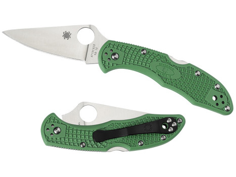 Spyderco C11FPGR Delica 4 Lightweight 2.88" Folding Drop Point Plain VG-10 SS Blade Green Bi-Directional Texturing FRN Handle Includes Pocket Clip