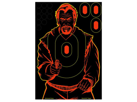 Birchwood Casey 34647 Shoot-N-C Reactive Target Self-Adhesive Paper Black/Red 12"x18" Bad Guy Silhouette 12 Pack
