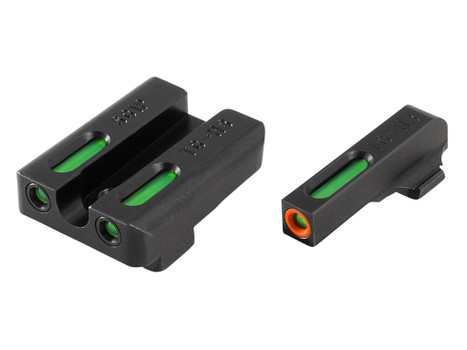 TruGlo TG13SG1PC TFX Pro Black | Green Tritium & Fiber Optic Orange Outline Front Sight Green Tritium & Fiber Optic Rear Sight
