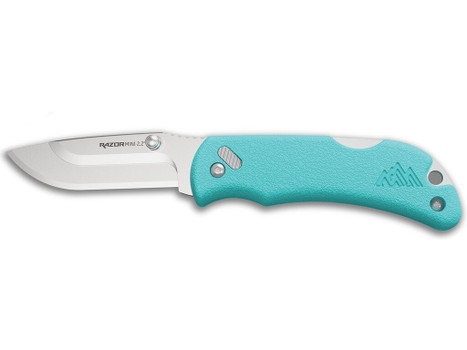 Outdoor Edge RMS222C RazorMini 2.20" Folding Plain 420J2 SS Blade Aqua ABS Polymer Handle