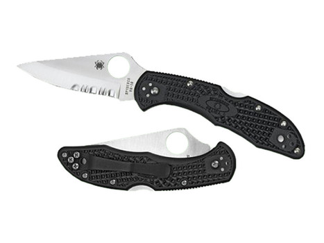 Spyderco C11SBK Delica 4 2.88" Folding Drop Point Serrated VG-10 SS Blade/Black Textured FRN Handle Includes Pocket Clip
