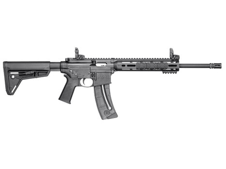 Smith & Wesson 10213 M&P15 Sport 22 LR 25+1 16.50" Carbon Steel Barrel, Adjustable Magpul MOE SL Stock, Magpul M-Lok Mounting System, MagPul Folding MBUS Sights, Functioning Charging Handle, Optics