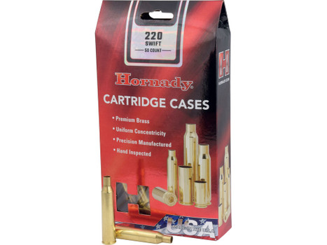 Hornady 8615 Unprimed Cases Cartridge 220 Swift Rifle Brass