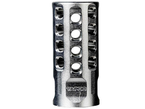 Tapco TAP22010 Muzzle Brake Silver Anodized Aluminum 1/2"x28 Threads 2" OAL .920" Diameter 22LR