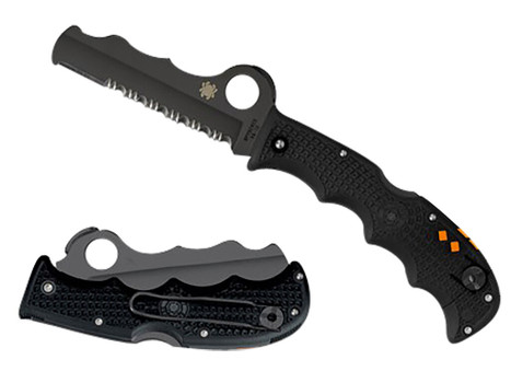 Spyderco C79PSBBK Assist Lightweight 3.69" Folding Part Serrated Black DLC VG-10 SS Blade/Black Textured FRN Handle Includes Glass Breaker/Pocket Clip