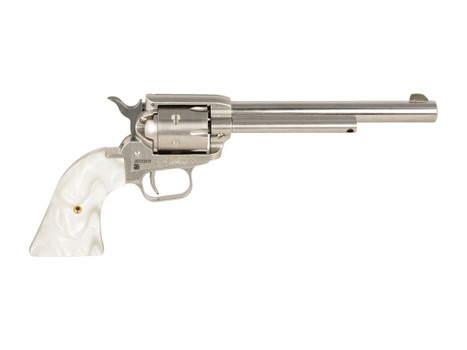 Heritage Mfg RR22NI6WP Rough Rider 22 LR 6 Shot 6.50" Nickel Satin Alloy Steel Barrel & Cylinder, Nickel Zinc Alloy Frame, White Pearl Grip, Manual Safety