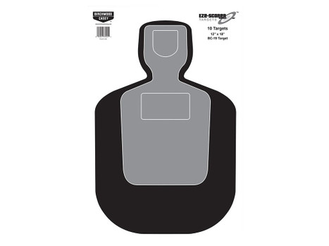 Birchwood Casey 37007 EZE-Scorer BC-19 Silhouette Paper Hanging Universal 12" x 18" Black/Gray/White 100 Per Pkg