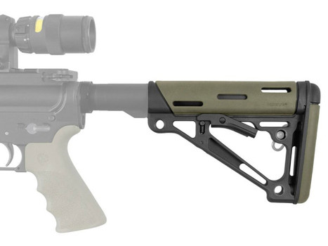 Hogue 15240 OverMolded Collapsible Buttstock OD Green OverMolded Rubber Black Synthetic AR-15, M16, M4