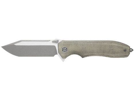 Sig Sauer Knives VA9GT Validus 3.78" Folding Modified Tanto Plain Dark Acid Stonewash/Satin M390 Steel Blade, 4.76" Green Canvas Micarta Handle