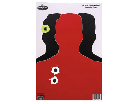 Birchwood Casey 35708 Dirty Bird Silhouette Tagboard Hanging Pistol 12" x 18" Black/Red White Impact Splatter 8 Per Pkg