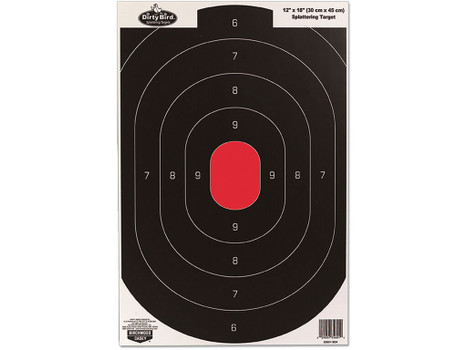 Birchwood Casey 35608 Dirty Bird Silhouette Tagboard Hanging Pistol 12" x 18" Black/White Impact Splatter 8 Per Pkg