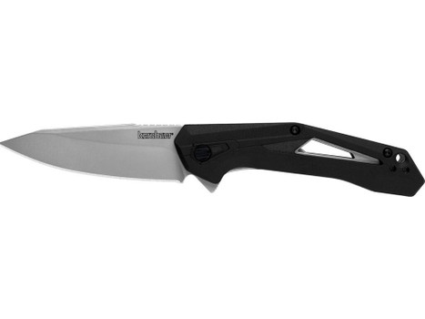 Kershaw 1385 Airlock EDC 3" Folding Drop Point Plain Bead Blasted 5Cr13MoV SS Blade, Black GFN/SS Handle